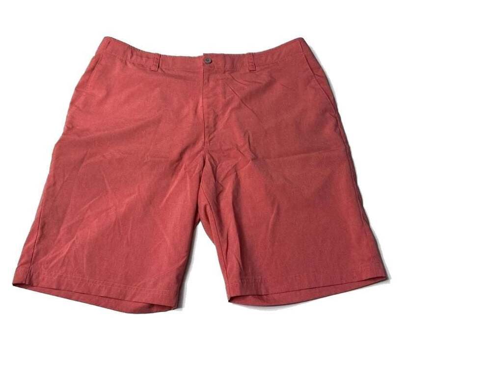 Nicklaus Men's Flat Front Performance Golf Shorts Coral Red Heathered-2XL